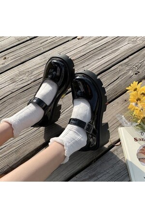 Schwarze Lolita-Schuhe aus Lackleder im Harajuku-Stil - 1