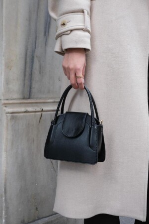 Schwarze Mini-City-Tasche für Damen mit Überzug MK1020223SV10-001 - 4