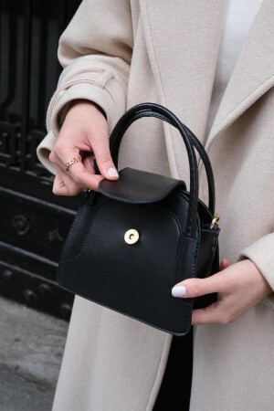 Schwarze Mini-City-Tasche für Damen mit Überzug MK1020223SV10-001 - 5