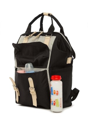 Schwarze Mutter-Baby-Tasche für Damen mit Taschen und Logo M000003884 - 3