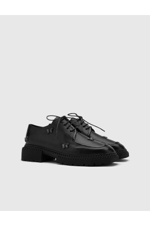 Schwarze Oxford-Schuhe aus echtem Leder von Sassa für Damen - 1