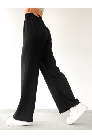 Schwarze Palazzo-Hose mit elastischem Bund für Damen - 3