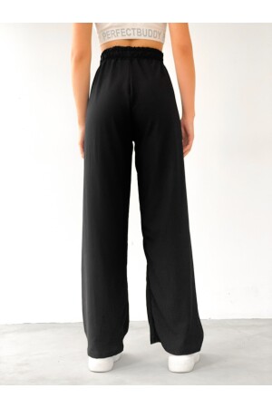 Schwarze Palazzo-Hose mit elastischem Bund für Damen - 5