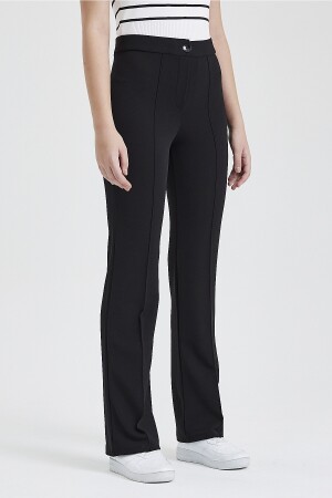 Schwarze Palazzo-Hose mit hohem Bund und schmaler Passform und ausgestelltem Bein für Damen - 1