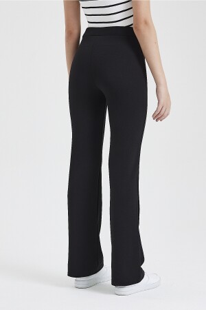 Schwarze Palazzo-Hose mit hohem Bund und schmaler Passform und ausgestelltem Bein für Damen - 4