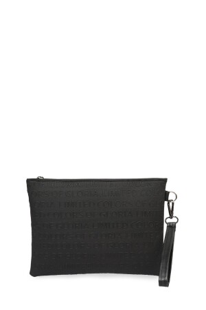 Schwarze Portfolio-Clutch mit Handschlaufe für Damen - 1