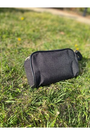 Schwarze Portfolio-Handtasche, Reise-Rasier-Kosmetik-Clutch - 1