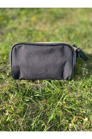 Schwarze Portfolio-Handtasche, Reise-Rasier-Kosmetik-Clutch - 3