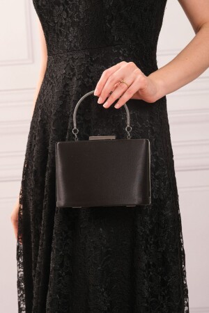 Schwarze Satin-Abendkleid-Clutch-Portfolio-Tasche für Damen - 4