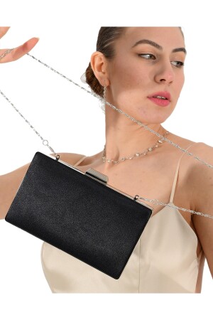 Schwarze Satin-Abendtasche, Abendtasche, Verlobungs- und Hochzeitstasche, 135 Satin - 3