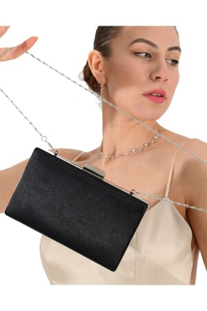 Schwarze Satin-Abendtasche, Abendtasche, Verlobungs- und Hochzeitstasche, 135 Satin - 2