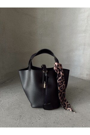 Schwarze Schalhandtasche für Damen mit Schlossverschluss - 5