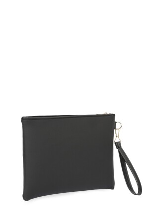 Schwarze schlichte Portfolio-Clutch mit Handschlaufe für Damen - 3