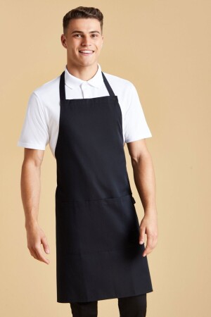 Schwarze, schmutzabweisende Gabardine Cook Chef Barista Küchenschürze, Unisex-Schürze mit Taschen - 2