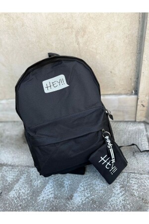 SCHWARZE SCHULTASCHE MIT HEY-TEXT - 1