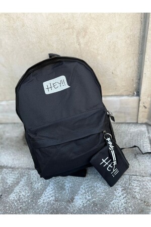 SCHWARZE SCHULTASCHE MIT HEY-TEXT - 2