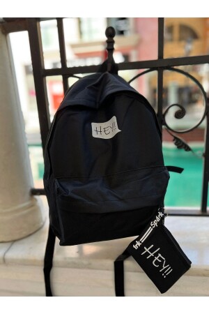 SCHWARZE SCHULTASCHE MIT HEY-TEXT - 5