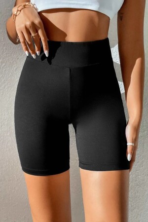 Schwarze Shorts und Strumpfhosen mit hoher Taille für Damen - 1