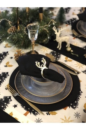 Schwarze Stoffservietten, 6er-Set, Neujahrsservice, Präsentation, Essen, Weihnachtstisch, Neujahr - 2