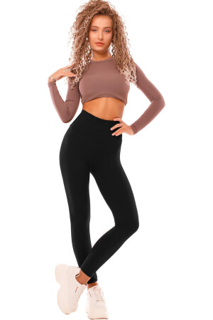 Schwarze, straffende, straffende Damen-Strumpfhose mit hoher Taille für den Alltag und Sport - 5