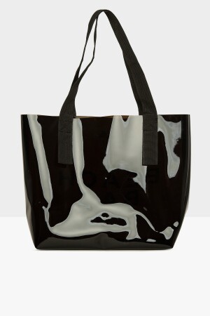 Schwarze Strandtasche für Damen, bedruckt, transparent, Strandtasche M000007257 - 3