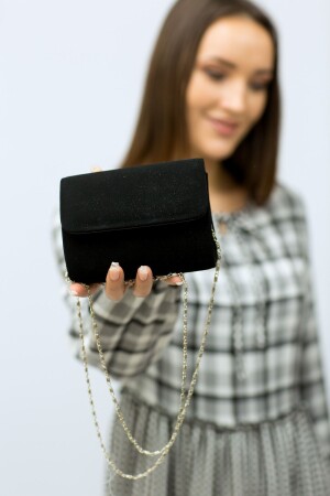 Schwarze Tiny-Clutch aus Nubukleder für Damen - 1