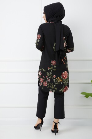 Schwarze Tunika mit Blumenmuster 1001 - 6