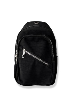 Schwarze Unisex-Brust- und Hüfttasche mit seitlicher Überkreuzung – Tasche mit Kopfhörer-USB-Anschluss und Handyfach - 4