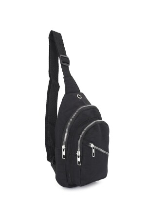 Schwarze Unisex-Brust- und Hüfttasche mit seitlicher Überkreuzung – Tasche mit Kopfhörer-USB-Anschluss und Handyfach - 7