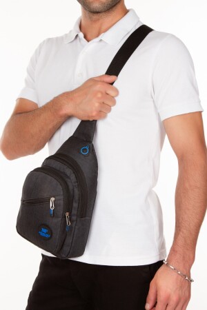 Schwarze Unisex-Brust- und Umhängetasche mit Kopfhöreranschluss, Body Bag ADL02802 - 6