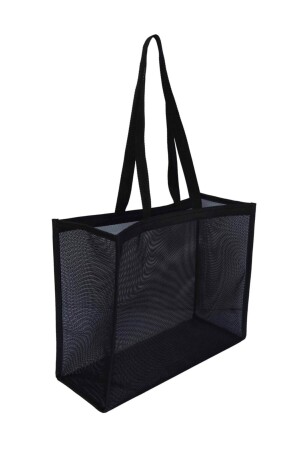 Schwarze Unisex-Mesh-Einkaufs-Strandtasche FLC-206 - 5