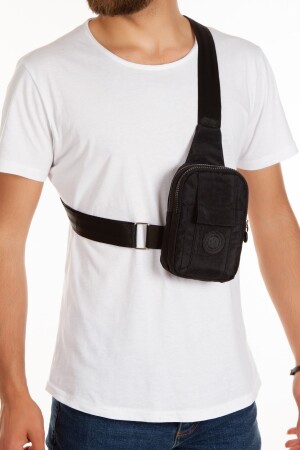 Schwarze Unisex-Schulter- und Hüfttasche mit Kreuzgurt und Handyfach, tägliche Sport- und Reisetasche sannora555 - 2