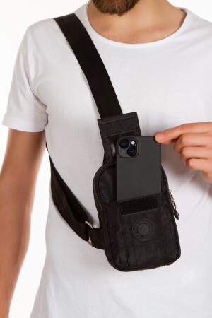 Schwarze Unisex-Schulter- und Hüfttasche mit Kreuzgurt und Handyfach, tägliche Sport- und Reisetasche sannora555 - 4