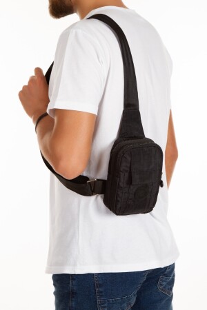Schwarze Unisex-Schulter- und Hüfttasche mit Kreuzgurt und Handyfach, tägliche Sport- und Reisetasche sannora555 - 5