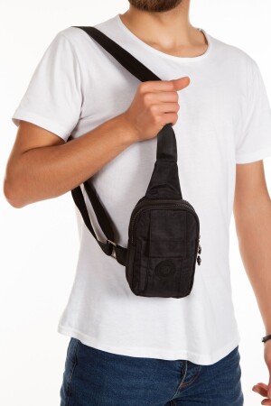 Schwarze Unisex-Schulter- und Hüfttasche mit Kreuzgurt und Handyfach, tägliche Sport- und Reisetasche sannora555 - 6