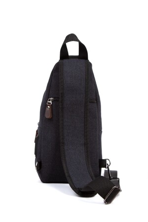 Schwarze Unisex-Umhängetasche aus Canvas-Stoff mit USB-Kopfhörerausgang und Kartenhalter mit Aluminiummechanismus LT-0240 - 9