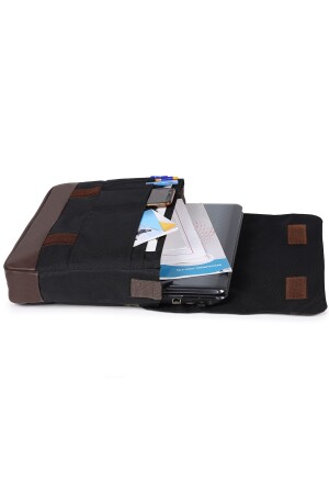 Schwarze Unisex-Umhängetasche mit Laptopfach und Schultergurt STRBGPST02 - 3