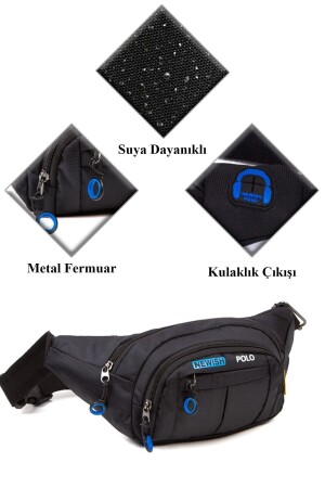Schwarze Unisex wasserdichte Kopfhörer-Auslass-Kreuzgurt-Schulter-Sport-Hüfttasche für tägliches Wandern im Freien 802 - 4