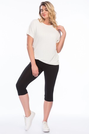 Schwarze Viskose-Leggings für Damen in großen Größen 65n27515 - 1