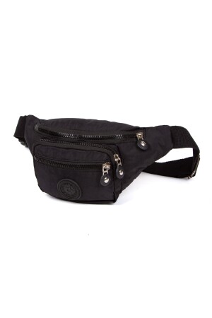 Schwarze wasserdichte Crinkle Cross Strap Taille Umhängetasche Brust Reise Täglich Bodybag zeyn600 - 5