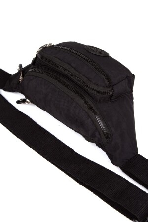 Schwarze wasserdichte Crinkle Cross Strap Taille Umhängetasche Brust Reise Täglich Bodybag zeyn600 - 7