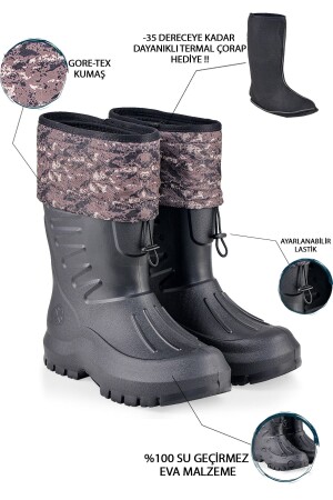 Schwarze wasserdichte Eva Sole Hunter Fisherman Biker Courier Regen-Schneestiefel für Herren mit Thermosocken - 1