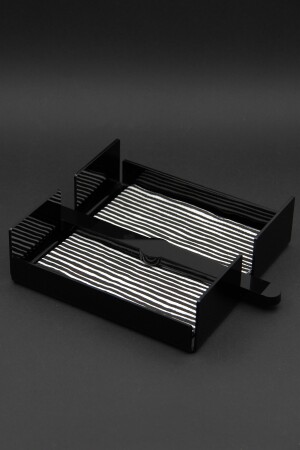 Schwarzer Acryl-Plexi-Serviettenhalter, quadratisch, 18 x 18 cm, 3 mm - 1