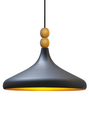 Schwarzer Champion Einzel-Kronleuchter mit Holzperlen, Hängelampe, Wohnzimmer, Küche, Boutique-Lampe, Beleuchtung, Kronleuchter BMM2066WM - 5