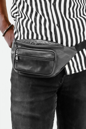 Schwarzer Freebag aus echtem Leder – Hüfttasche und Umhängetasche DDFBAG - 3