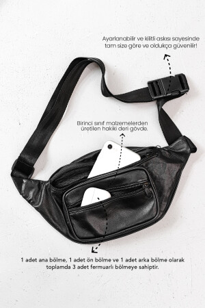 Schwarzer Freebag aus echtem Leder – Hüfttasche und Umhängetasche DDFBAG - 4