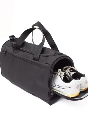 Schwarzer, großer Unisex-Koffer mit Vordertasche und Schuhfach, Reise-, Fitnessstudio-, Fitness-Handtasche und Sporttasche - 1