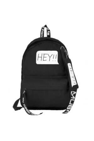 Schwarzer „Hey“-Trendrucksack - 1