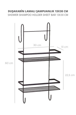 Schwarzer Laminat-Duschkabinen-Shampoo-Halter – 13 x 30 cm ALS-844 - 3