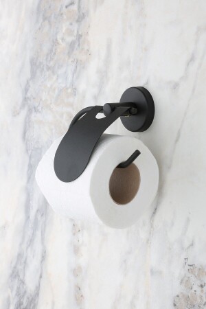Schwarzer langer Handtuchhalter / schmaler Toilettenpapierhalter mit Abdeckung, 2er-Set 0926 - 3